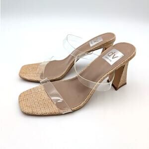 DV by Dolce Vita Yorke Block Heel Sandal Open Toe Women's Clear Size US7 EU37.5